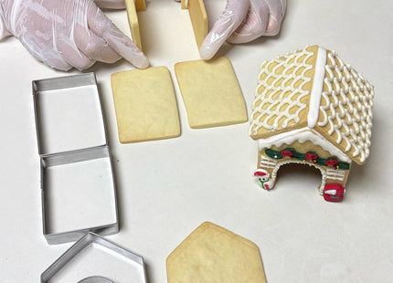 MrCookie Large Gingerbread House Cookie Cutters,8pc Sturdy Stainless Steel.