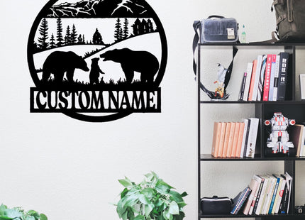 Custom Bear Metal Wall Art - Personalized Cabin Sign - Bear Lover's Gift