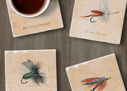 Thirstystone Fly Fishing Lures 4 Pack Tumbled Tile Stone Coasters