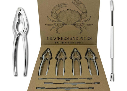 Crab Leg Crackers and Picks, Set of 4 Easy-to-Use Lobster Crackers & Stainless Steel Lobster Picks, Crab Crackers and Tools, Seafood Tool Kit by Smedley & York