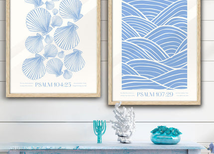EcoHest 16x20 in Psalm 104:25 Coastal Seashell Framed Christian Wall Art