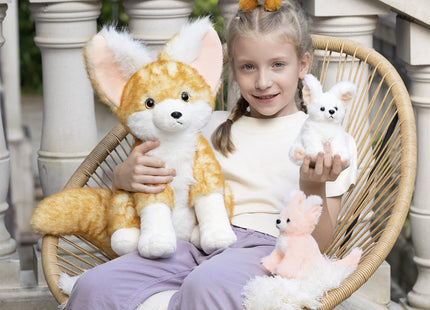 Karister Fennec Fox Plush Toy with 3 Babies, 17.4" Fox Stuffed Animal