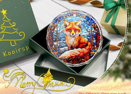 Fox Stained Glass Ornament - Christmas Tree Decor, Fox Ornaments for Christmas Tree, Gift Exchange