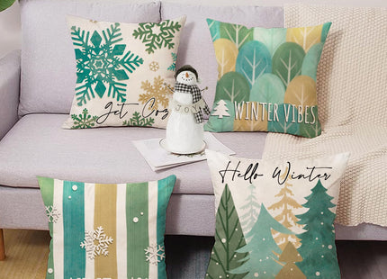Fjfz Hello Winter Vibes Pine Tree Decorative Throw Pillow Covers