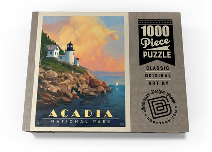MyPuzzle Acadia National Park: Lighthouse, Vintage Poster - Premium 1000 Piece Jigsaw Puzzle for Adults