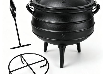 Mabeeze 6 Qt Cast Iron Potjie Pot, 3-Legged Campfire Dutch Oven