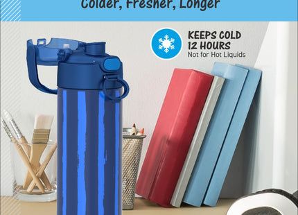 THERMOS FUNTAINER Water Bottle with Spout, 16oz, Nautical Stripes