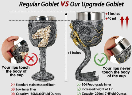 Fantasy Mermaid Octopus Wine Goblet - Sparkling Silver Tail Chalice Cup