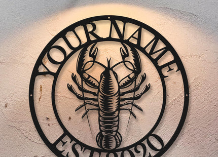 Personalized Custom Lobster Metal Wall Name Sign, Art Decor
