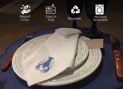 EmbroideryLinen.VN Cotton Cloth Tea Napkins Set of 4, Lobster