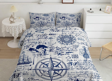 jejeloiu Anchor Decor Themed Ocean Comforter Set Queen Size Kids Boys