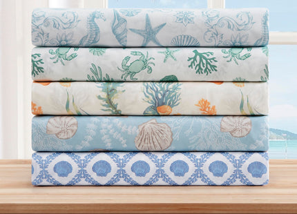 Caribbean Joe King Coastal Print Microfiber Sheet Set, Coastal Brocade