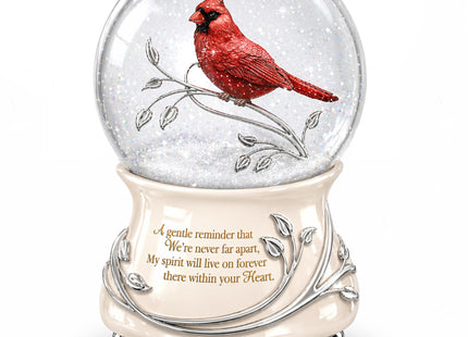 Messenger from Heaven Memorial Cardinal Glitter Globe, Heirloom Porcelain Base, Sculpted Cardinal, Plays 'Always in My Heart'