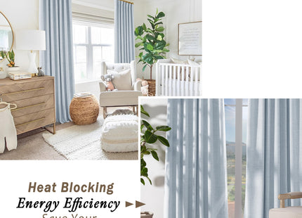 PANELSBURG Baby Blue Short Blackout Curtains for Bedroom, 45 Inch Sky Blue Coastal Beach Drapes for Small Windows
