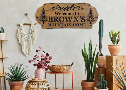 Personalized Cabin Sign - Rustic Wood Welcome Sign for Outdoor & Home Wall Decor - Customizable Farmhouse Decor, Backyard Sign & 3D Carving Wood Sign.3D carved decorative wooden plaques.