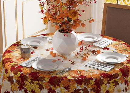 XCHI Fall Maple Leaves Orange Round Tablecloth Decorations 60x60 Inch