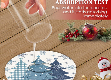 Bribay Christmas Coasters for Drinks, Set of 6 Ceramic Stone Snowflake