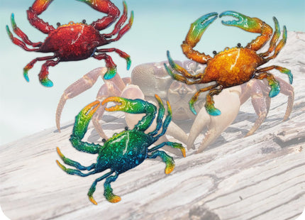 John's Studio Metal Crab Sea Wall Decor Outdoor Garden Hanging Art Sculptures Home Ocean Theme Decorations for Kitchen Bathroom and Pool - 3 PCS