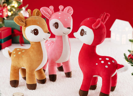 Lazada Christmas Plush Deer Stuffed Animal Pink Deer Plush Toy Baby Toys for Plump Tail 10 Inches Pink
