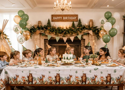 3 Pack Woodland Animal Plastic Tablecloth, Woodland Baby Shower Decorations