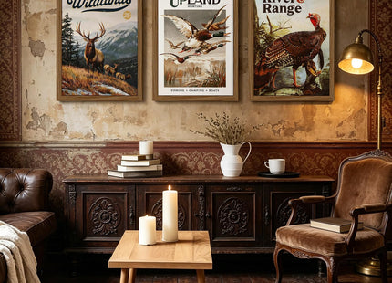 Hunting Wall Art Decor Deer Wildlife Prints Cabin Pictures 12x16x3 Unframed