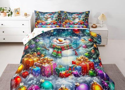 Erosebridal Cute Snowman Bedding Set Twin Winter Christmas Tree Comforter Set Ball Bedding Comforter Sets for Kids Boys Girls,Xmas Festival Pine Tree Snowflake Quilt Duvet