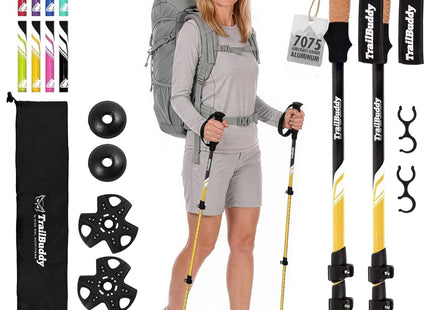 TrailBuddy Trekking Poles – Lightweight 7075 Aluminum Hiking Poles for Women, Men & Seniors – Collapsible Walking Sticks for Travel, Trails & Balance