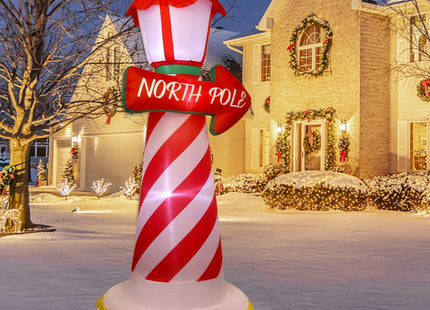 Juegoal 6 FT Christmas Inflatables Outdoor Decorations, Inflatable Xmas Lighthouse, Lighted Blow Up North Pole Sign with Built in LED Lights, Light Up Holiday Winter Lawn Yard Garden Decor