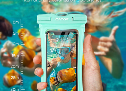CACOE Floatable Waterproof Phone Pouch 2 Pack Up to 7.0",Black+Green