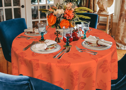 Fall Tablecloth Round 60 in Maple Leaf Table Cover Thanksgiving Table Cloth