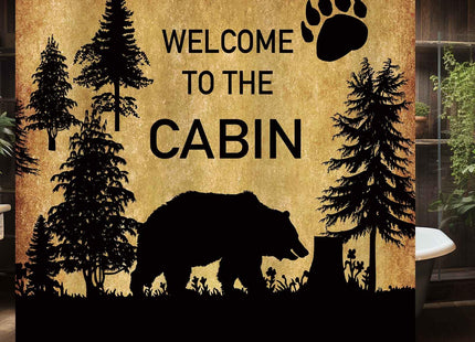 MERCHR Country Style Bear Shower Curtain, Wild Animal Forest Decor Rustic Cabin Shower Curtains Bathroom Waterproof Cloth 71 X 71 Inch, Hooks Included