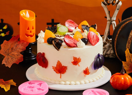 Patelai 4 Pcs Fall Pumpkin Silicone Molds, Maple Leaf Fondant Mold