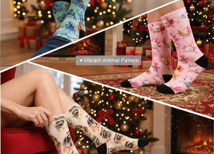MSCELA Otter Print Crew Socks for Women Teen, Novelty Gifts for Otter Lovers