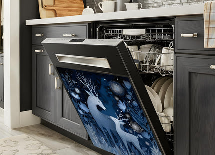 Magnetic Dishwasher Cover 23x26 inch, Moonlit White Deer Kitchen Decor