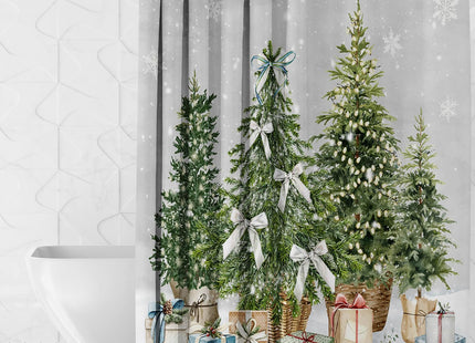 Mocsicka Watercolor Pine Tree Christmas Shower Curtain for Bathroom 71x71in