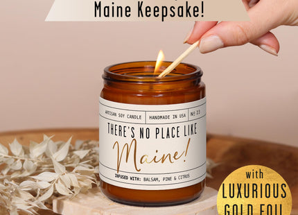 Maine Gifts, Maine Decor for Home - 'There's No Place Like Maine Candle, w/Eucalyptus, Spearmint & White Tea I Maine Souvenirs I Maine State Gifts I 9oz Jar, 50Hr Burn, USA Made