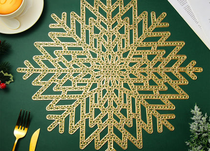 Funnymoom Christmas Snowflake Placemats Set of 6, Gold 15 Inch Winter