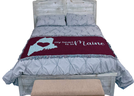 Pure Country Weavers My Heart is in Maine Blanket - Gift Tapestry Throw for Back of Couch or Sofa - Woven from Cotton - Made in the USA (61x36)