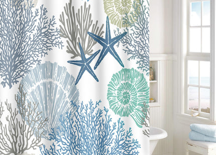 MAYZUS Extra Long Shower Curtain 72 x 84 Inch, Tall Nautical Coastal Decor