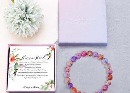 ARHTF Hummingbird Gifts for Women Hummingbird Bracelet Humming bird Charm Hummingbirds Jewelry hummingbirds Quote hummingbird Inspirational Gift(Purple hu mmingbird gifts)