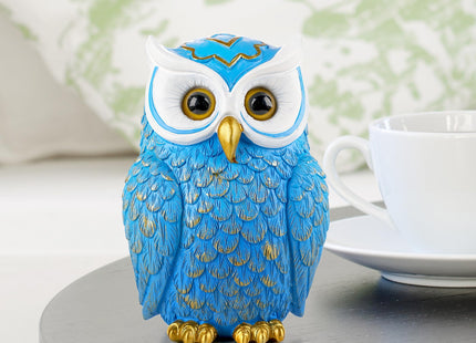 Buildopia Owl Figurine Home Decor – Cute Resin Owl Statue Sculpture, Blue