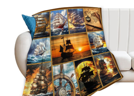 Tijuboni Nautical Sailboat Throw Blanket for Girls Boys 50"x40"