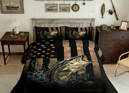 Feelyou American Flag Fishing Hunting Comforter Set Full Size Kids Boys