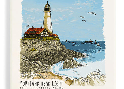 Lantern Press Portland Head Lighthouse, Maine, Line Drawing (Absorbent Ceramic Coaster, Single, Cork Back, Kitchen Table Decor)