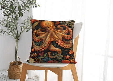 Ideeze William Morris Style Octopus Art Print Throw Pillow Covers Soft Decorative Blue and Green Throw Pillowcases Cushion Case Square for Home Decor Bed Couch Car Living Room 18x18 Inch