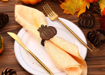 Roshtia 6 Pcs Wooden Fall Napkin Rings Thanksgiving, Pumpkin