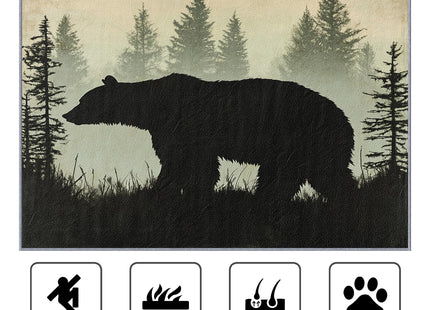 SherAvant Bear Rugs for Cabin - 2x3 Area Rug - Black Wildlife Silhouette - Rustic Nature - Non Slip - Machine Washable
