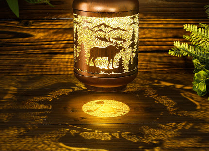 Flutesan Moose Solar Lantern Outdoor Waterproof Hanging Light Moose Solar Light Gift for Women Men Xmas Metal Decorative LED Lanterns for Garden Patio Porch Tabletop Landscape