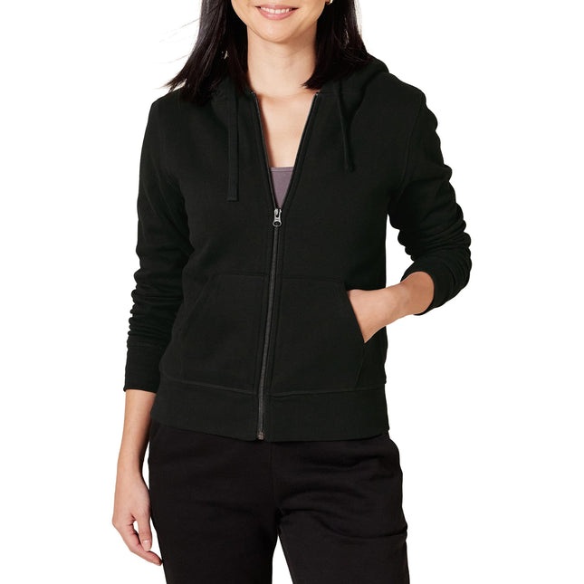 Amazon Essentials Women's Sherpa-Lined Fleece Full-Zip Hooded Jacket with Drawstring (Available in Plus Size), Black, X-Large