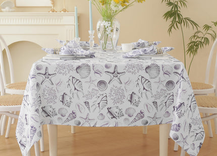 Honellaty Coastal Seashell Rectangle Tablecloth, 52 x 70 Inch
